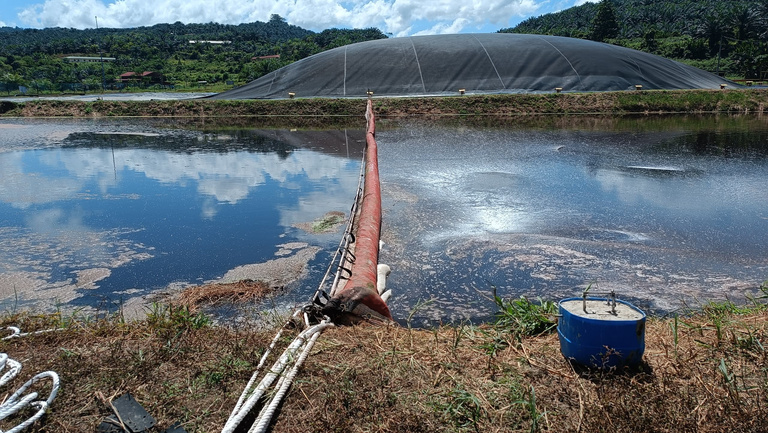Dewatering discharge and pond view